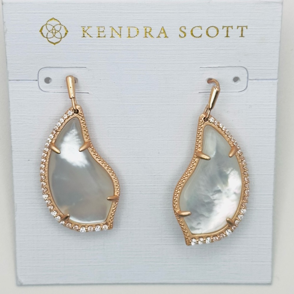 KENDRA SCOTT Tinley Drop Earring in Mother of Pearl & Rose Gold NEW